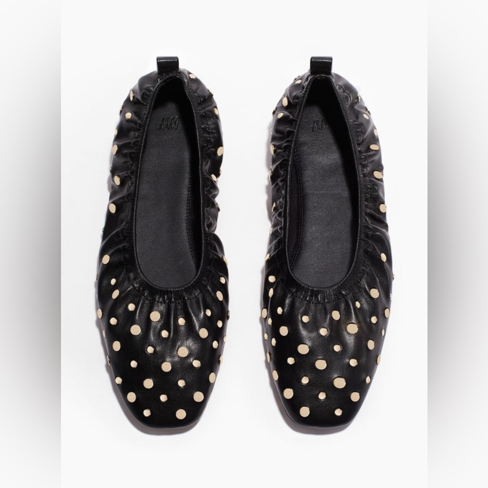 H&M black studded ballerina flats size 8M NWT - Picture 5 of 5